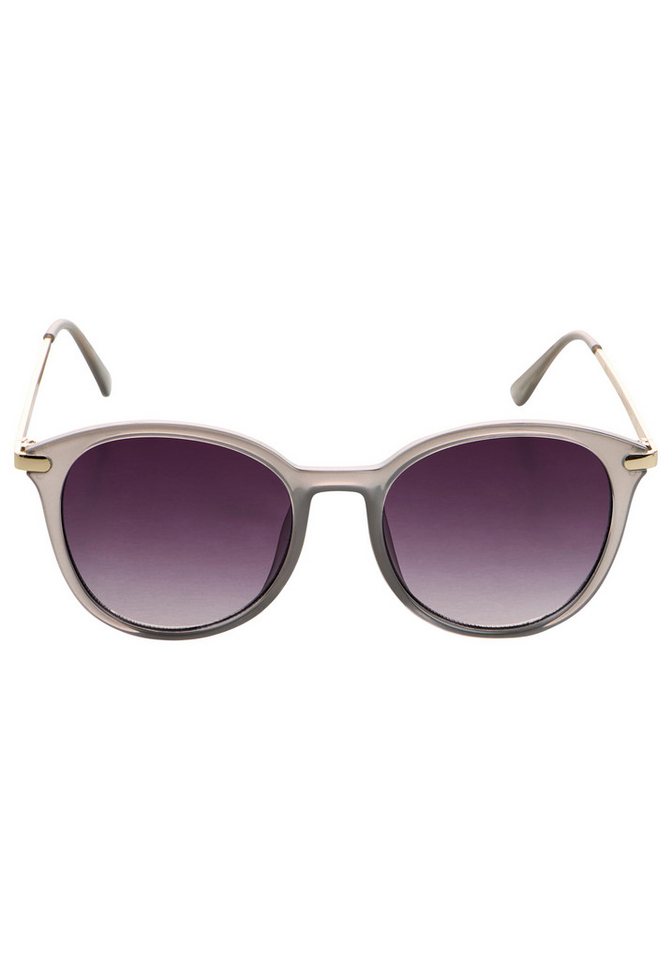 Laura Scott Sonnenbrille mit hellgoldfarben glänzenden Bügel rundes Design, transparente graue Fassung, graue Verlaufsgläser – Bild 4 von 5