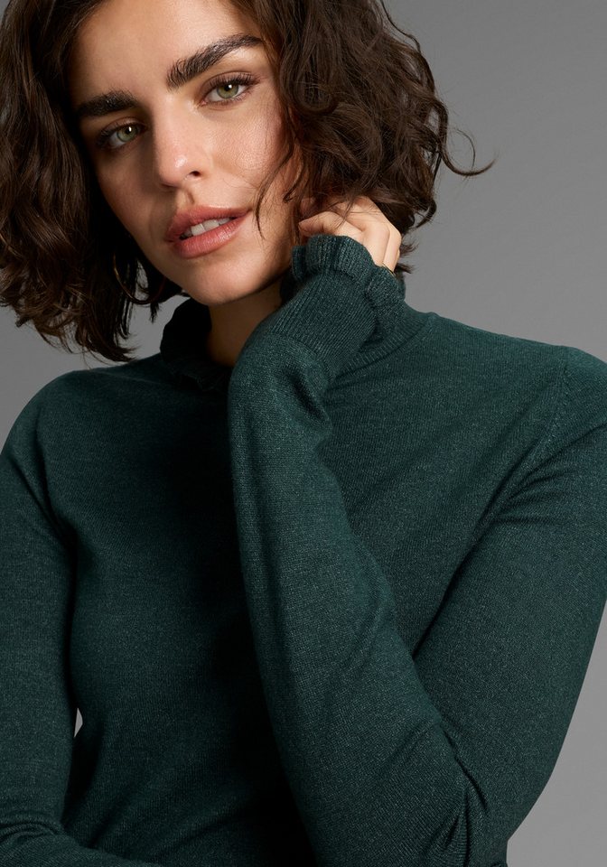 Laura Scott Stehkragenpullover kuscheliger Strick mit süßem Volant-Ausschnitt – Bild 2 von 5