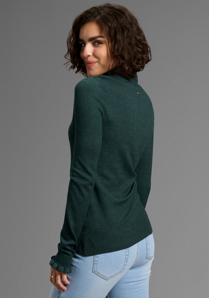 Laura Scott Stehkragenpullover kuscheliger Strick mit süßem Volant-Ausschnitt – Bild 3 von 5