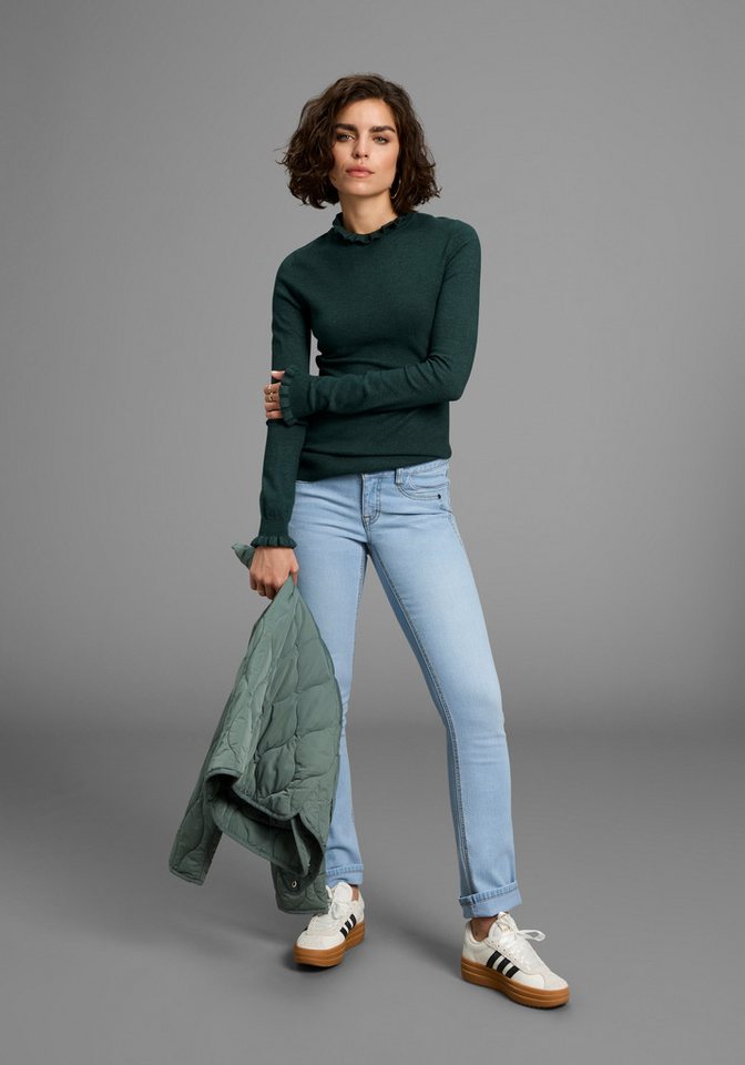 Laura Scott Stehkragenpullover kuscheliger Strick mit süßem Volant-Ausschnitt – Bild 5 von 5