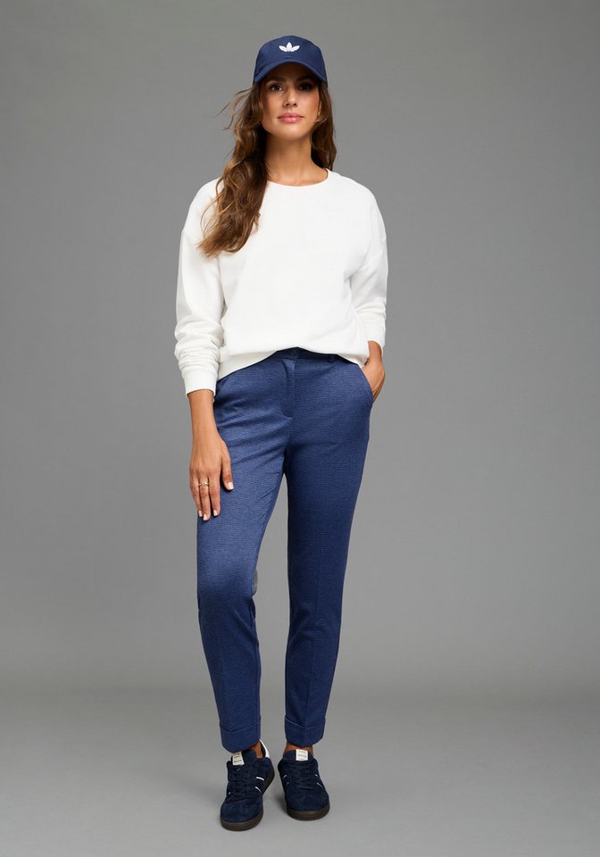 Laura Scott Stretch-Hose kleinkarierte Optik, femininer Stil, elastisches Material – Bild 4 von 5