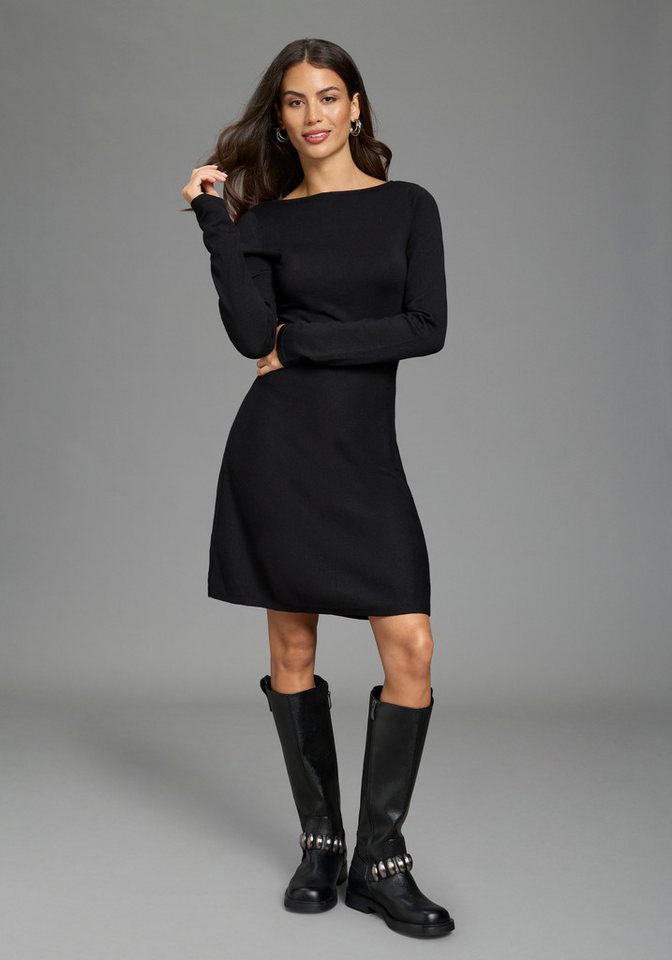 Laura Scott Strickkleid figurbetonte Passform, in Mini-Länge mit Schmetterlingsapplikation aus Spitze – Bild 2 von 5