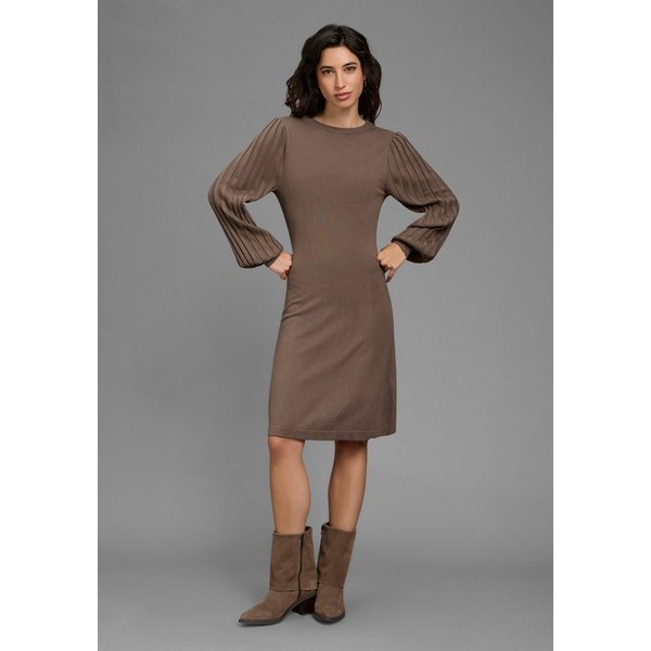 Laura Scott Strickkleid in Mini-Länge, figurumspielende Passform mit modernen Plisseeärmeln