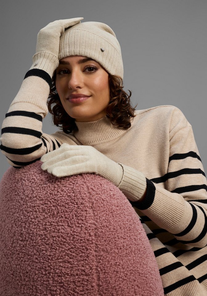 Laura Scott Strickmütze (Set, 2-St., inkl. Handschuhe) mit feinen dezenten Rippenbündchen – Bild 4 von 5