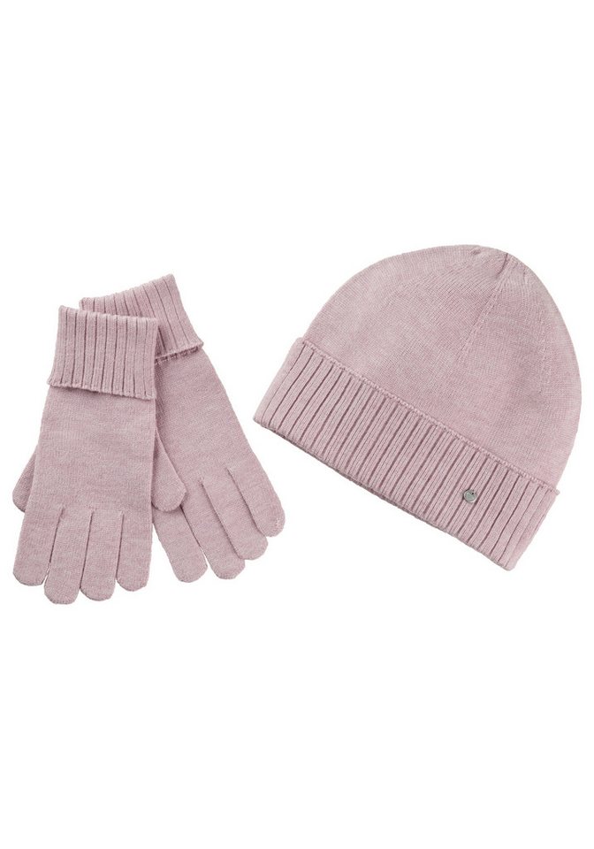 Laura Scott Strickmütze (Set, 2-St., inkl. Handschuhe) mit feinen dezenten Rippenbündchen – Bild 4 von 5