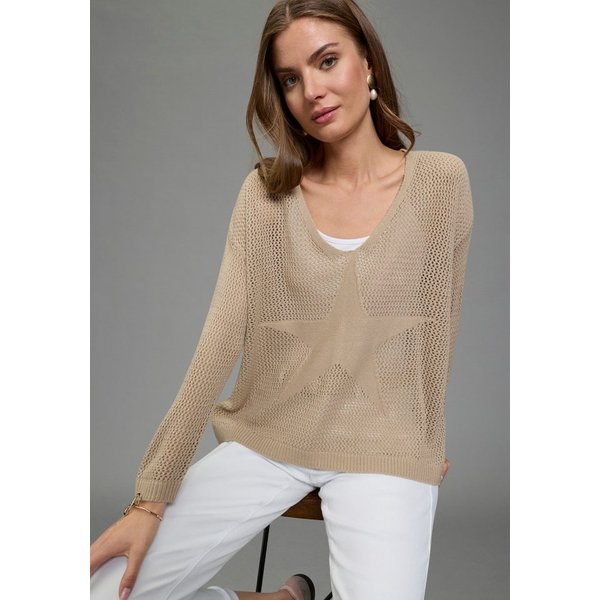 Laura Scott Strickpullover aus sommerlich leichtem Material aus modernem Lochstrick mit Sternmuster