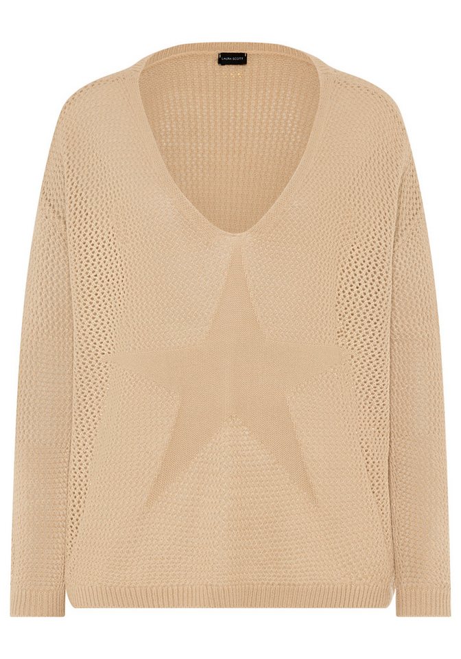 Laura Scott Strickpullover aus sommerlich leichtem Material aus modernem Lochstrick mit Sternmuster – Bild 5 von 5