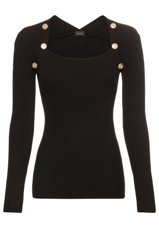Laura Scott Strickpullover im trendigen 2 in1-Look mit Zierknöpfen – Bild 5 von 5