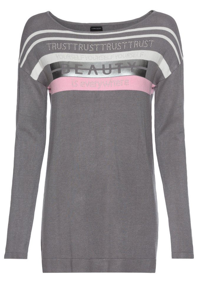 Laura Scott Strickpullover in Streifen-Design mit Glitzersteinen – Bild 5 von 5