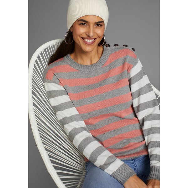 Laura Scott Strickpullover in trendy Streifenmuster mit Knopfleiste