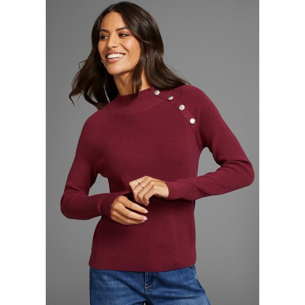 Laura Scott Strickpullover kuscheliger Winterstrick mit Knopfdetail und Stehkragen