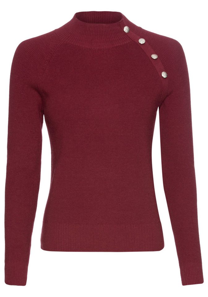 Laura Scott Strickpullover kuscheliger Winterstrick mit Knopfdetail und Stehkragen – Bild 5 von 5