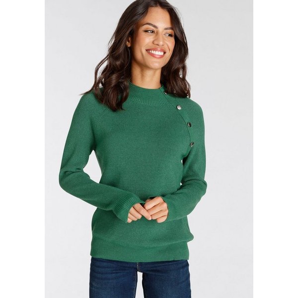 Laura Scott Strickpullover kuscheliger Winterstrick mit Knopfdetail und Stehkragen