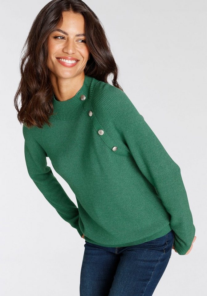 Laura Scott Strickpullover kuscheliger Winterstrick mit Knopfdetail und Stehkragen – Bild 2 von 5