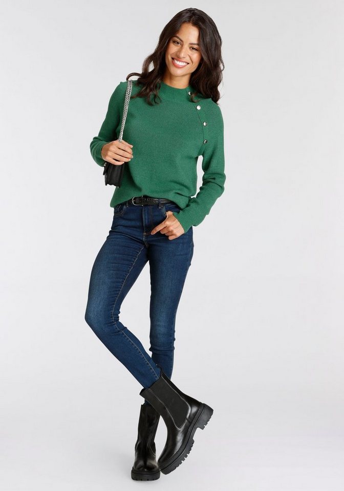 Laura Scott Strickpullover kuscheliger Winterstrick mit Knopfdetail und Stehkragen – Bild 5 von 5
