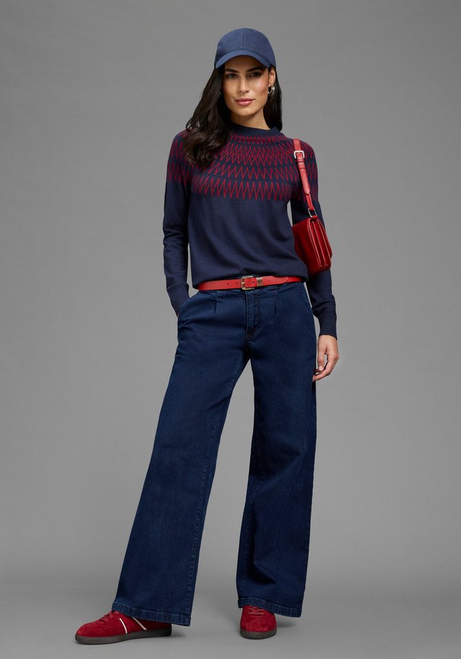 Laura Scott Strickpullover mit figurumspielender Passform aus weicher Viskosemischung, mit Norwegermuster – Bild 4 von 5