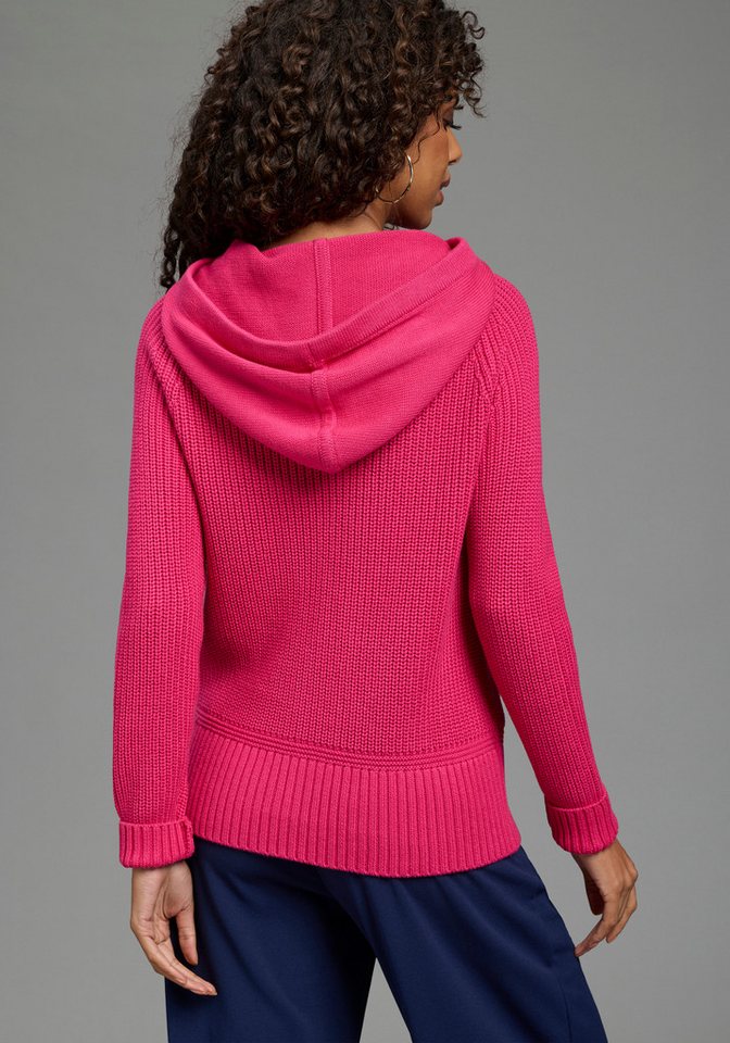 Laura Scott Strickpullover mit Kapuze und Bänder mit Schrifzug mit lässiger Passform – Bild 3 von 5