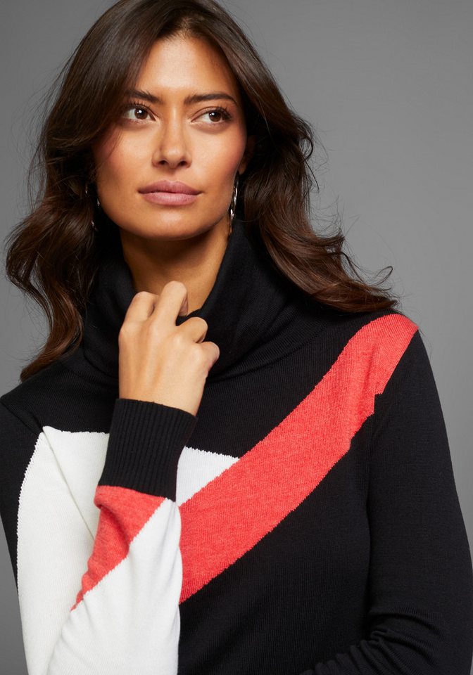 Laura Scott Strickpullover mit Rollkragen und Colorblock Design – Bild 3 von 5
