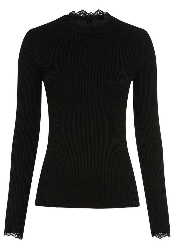 Laura Scott Strickpullover mit Stehkragen, figurbetonte Passform mit femininem Spitzen-Details – Bild 5 von 5