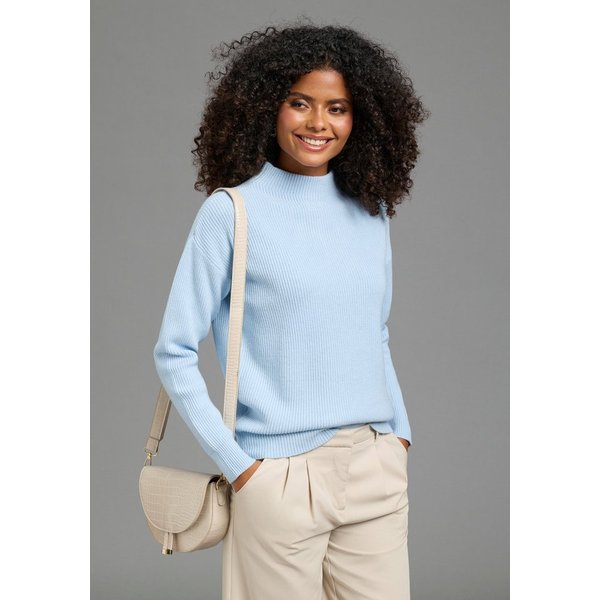 Laura Scott Strickpullover mit Stehkragen mit hüftlanger Passform aus weicher Viskosemischung
