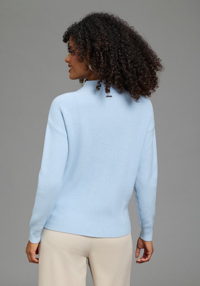 Laura Scott Strickpullover mit Stehkragen mit hüftlanger Passform aus weicher Viskosemischung – Bild 2 von 5