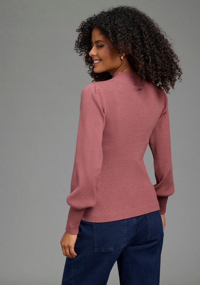 Laura Scott Strickpullover mit Stehkragen, figurbetonter Passform aus weicher Viskosemischung – Bild 2 von 5