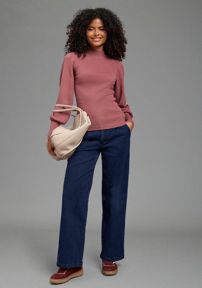 Laura Scott Strickpullover mit Stehkragen, figurbetonter Passform aus weicher Viskosemischung – Bild 4 von 5