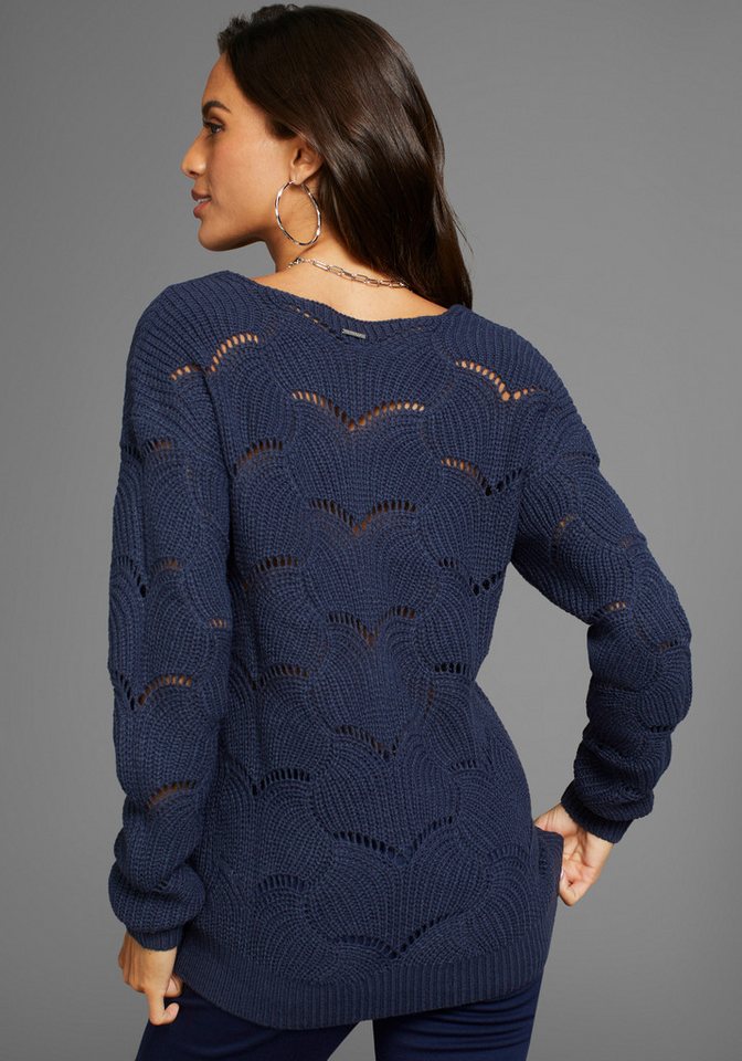 Laura Scott Strickpullover Softer Übergangsstrick mit V-neck und trendy Ajourmuster – Bild 3 von 5