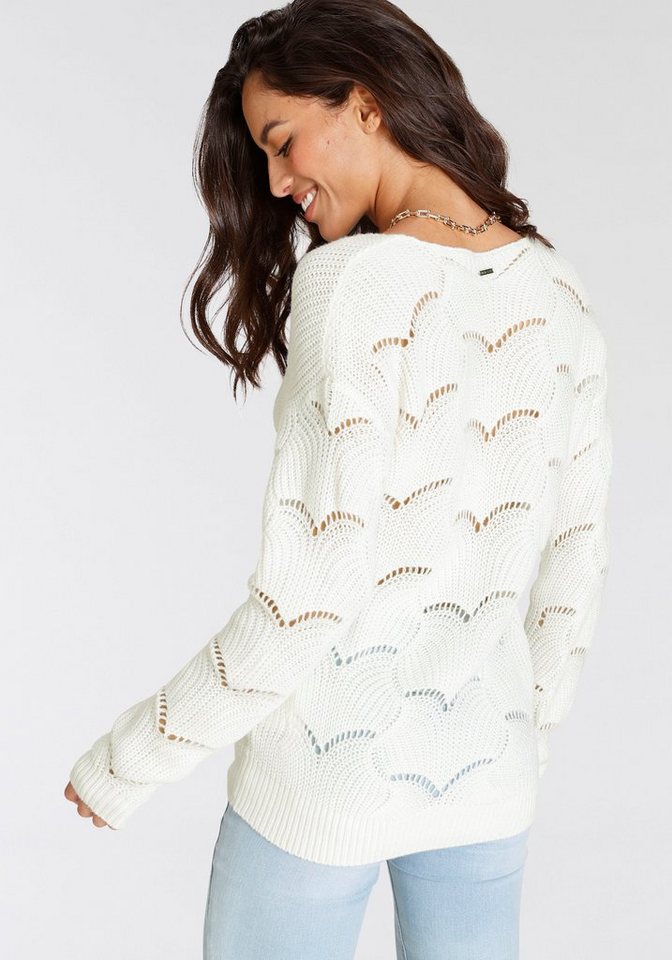 Laura Scott Strickpullover Softer Übergangsstrick mit V-neck und trendy Ajourmuster – Bild 2 von 5