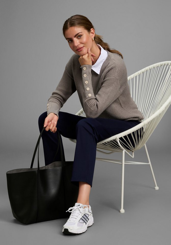 Laura Scott Strickpullover Übergangspullover aus Grobstrick, mit Zierknöpfen – Bild 4 von 5