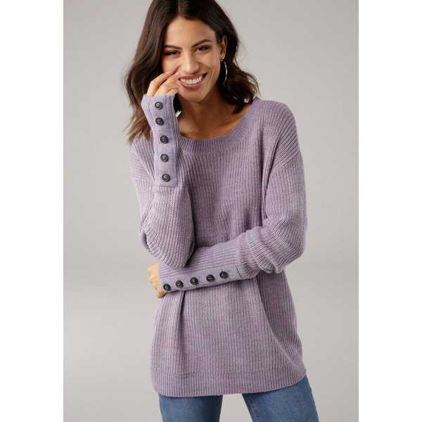 Laura Scott Strickpullover Übergangspullover aus Grobstrick, mit Zierknöpfen