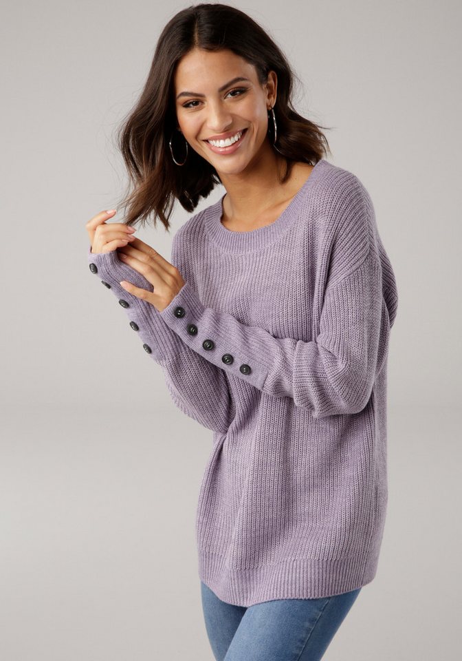 Laura Scott Strickpullover Übergangspullover aus Grobstrick, mit Zierknöpfen – Bild 2 von 5