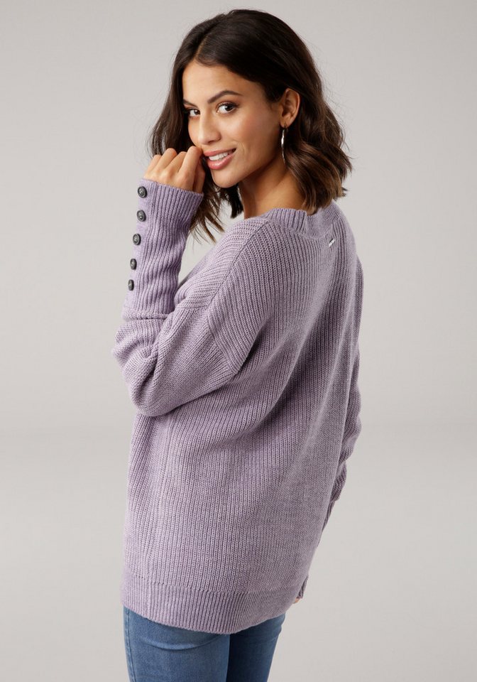 Laura Scott Strickpullover Übergangspullover aus Grobstrick, mit Zierknöpfen – Bild 3 von 5