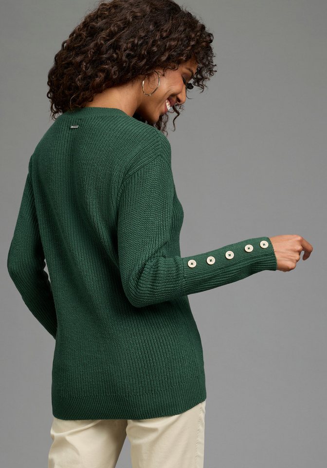 Laura Scott Strickpullover Übergangspullover aus Grobstrick, mit Zierknöpfen – Bild 2 von 5