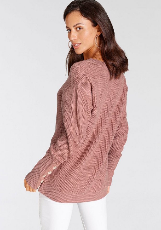 Laura Scott Strickpullover Übergangspullover aus Grobstrick, mit Zierknöpfen – Bild 3 von 5