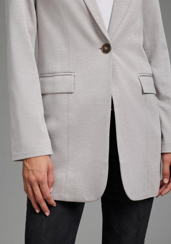 Laura Scott Sweatblazer melierte Optik, mit Reverskragen, 1-Knopf-Form, mit Pattentaschen – Bild 3 von 5