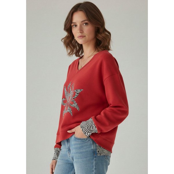 Laura Scott Sweater mit V-Ausschnitt, langärmlig, hüftlange Schnittform
