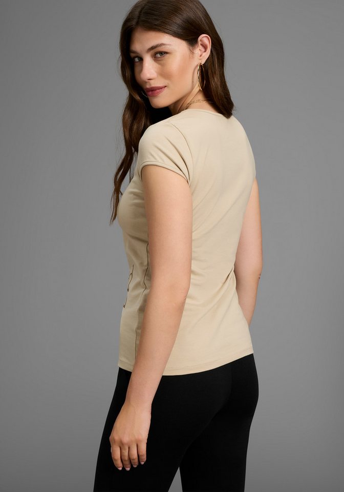 Laura Scott T-Shirt sehr figurbetonte Passform, mit Rundhalsausschnitt – Bild 3 von 5