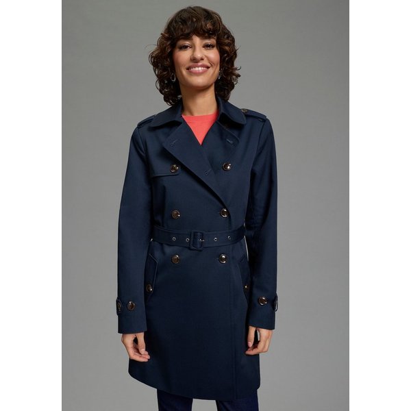 Laura Scott Trenchcoat aus Baumwolle und Polyester, unifarben mit Piping-Applikationen