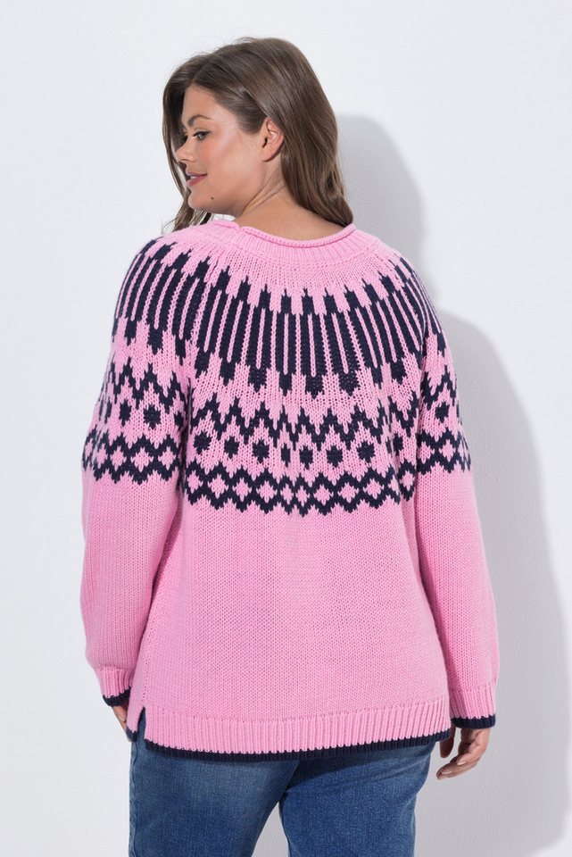 Laurasøn Fleecepullover Norweger-Strickpullover Rundhals Langarm – Bild 3 von 4