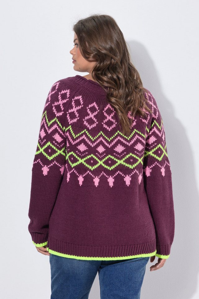 Laurasøn Fleecepullover Norweger-Strickpullover Rundhals Langarm – Bild 3 von 4