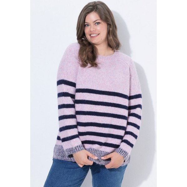 Laurasøn Fleecepullover Ringel-Strickpullover RundhalsausschnittLangarm