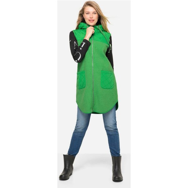 Laurasøn Steppweste Weste Teddyfleece und Stepp Kapuze 2-Wege-Zipper