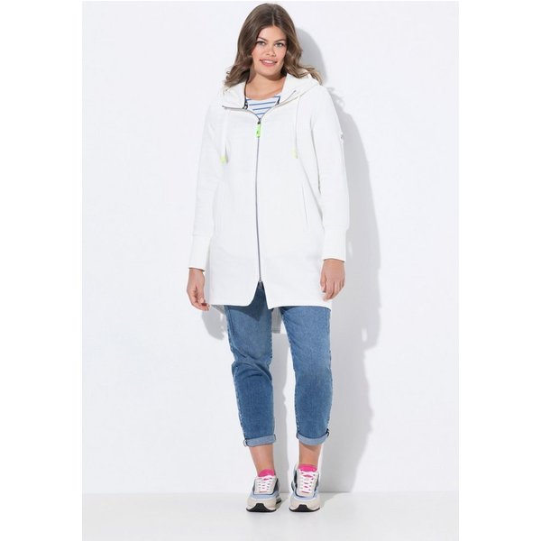 Laurasøn Sweatjacke Sweatjacke lang geschnitten Kapuze Langarm