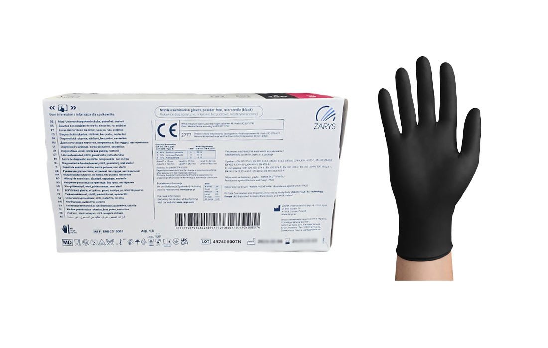 Lauroo Arbeitshandschuhe easyCare Nitrile Black Nitrilhandschuhe Einmalhandschuhe 100 Stk (100 Stk./1 Spenderbox, Länge: 240 mm) Allergiefrei, latex- und puderf – Bild 2 von 5