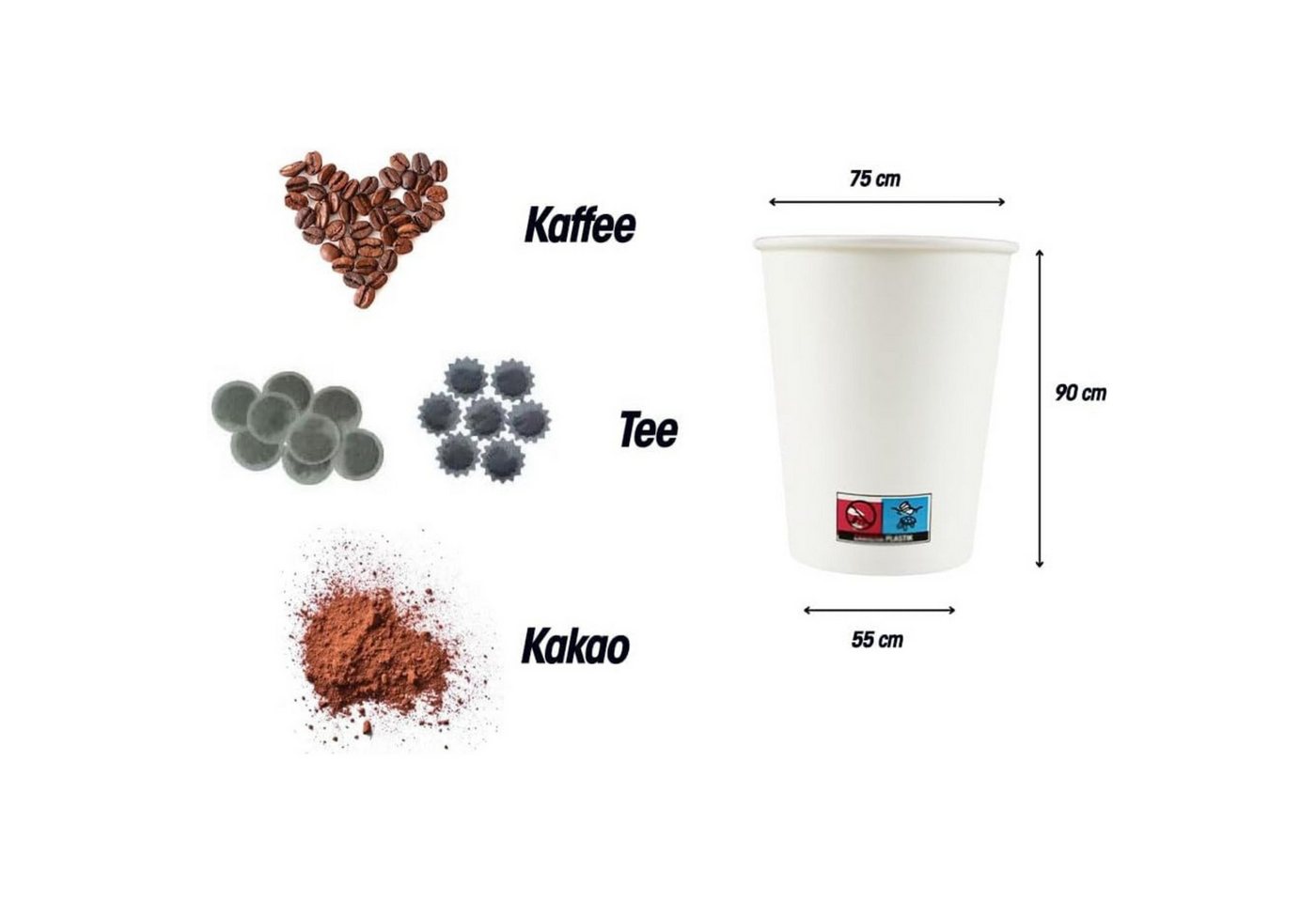 Lauroo Becher Kaffeebecher – TO GO 200 ml, 8 oz Weiß (20 x 50) -1000 Stück, 1-tlg. – Bild 2 von 5