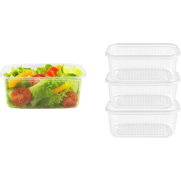 Lauroo Obstschale Feinkostbecher mit Deckel 200ml, Rechteckig, transparent, - 50 Stück, (50-tlg)