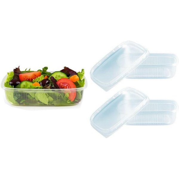 Lauroo Schale Feinkostbecher mit Deckel 125ml, Rechteckig, transparent - 50 Stück, (50-tlg)