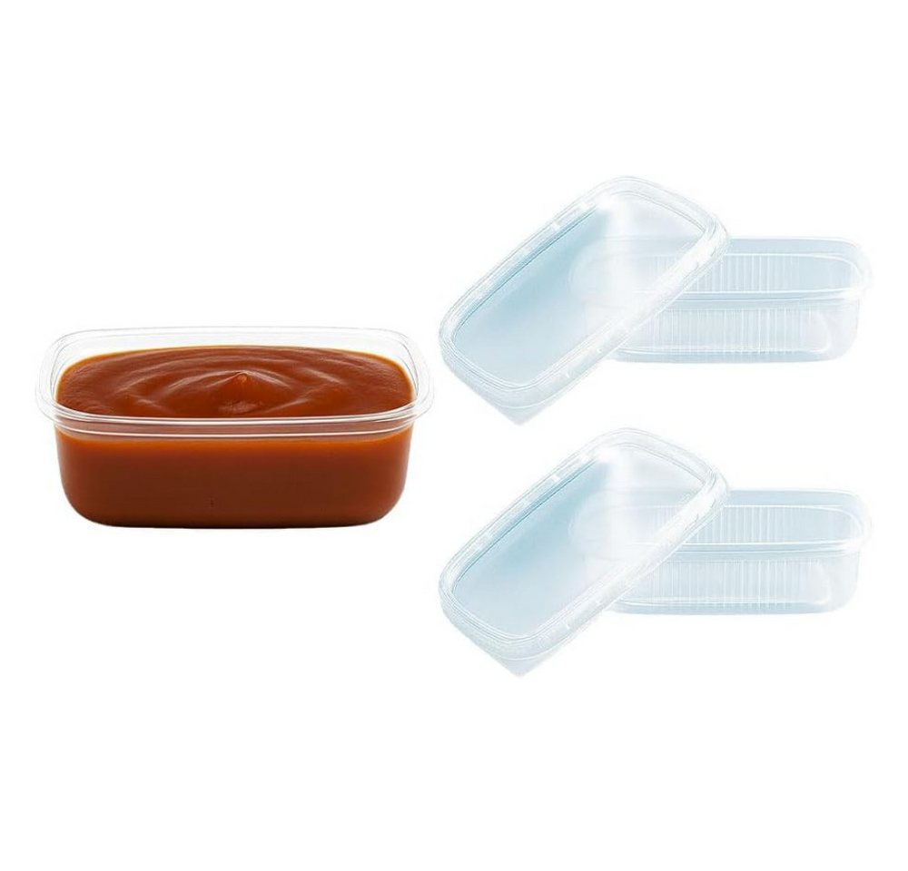 Lauroo Schale Feinkostbecher mit Deckel 125ml, Rechteckig, transparent - 50 Stück, (50-tlg) – Bild 2 von 3