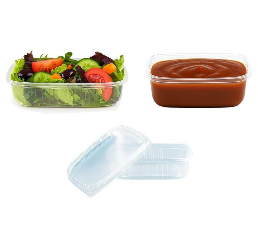 Lauroo Schale Feinkostbecher mit Deckel 125ml, Rechteckig, transparent - 50 Stück, (50-tlg) – Bild 3 von 3